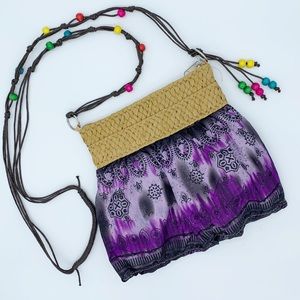 Beautiful Scarf & Straw Crossbody Purse. dv-9A119